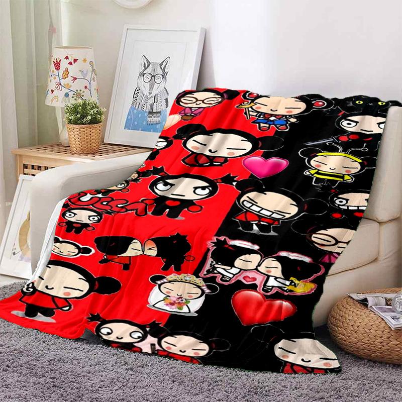 Chinese Doll P-Pucca Garu Blanket 3D Printed Cute Anime Cartoon Character Blanket Sofa Cover Blanket Air Conditioner Bed Sheet