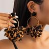 Leopard Print Fabric Large Hoop Earrings with a Modern Metal Touch - Handmade, European and American Style