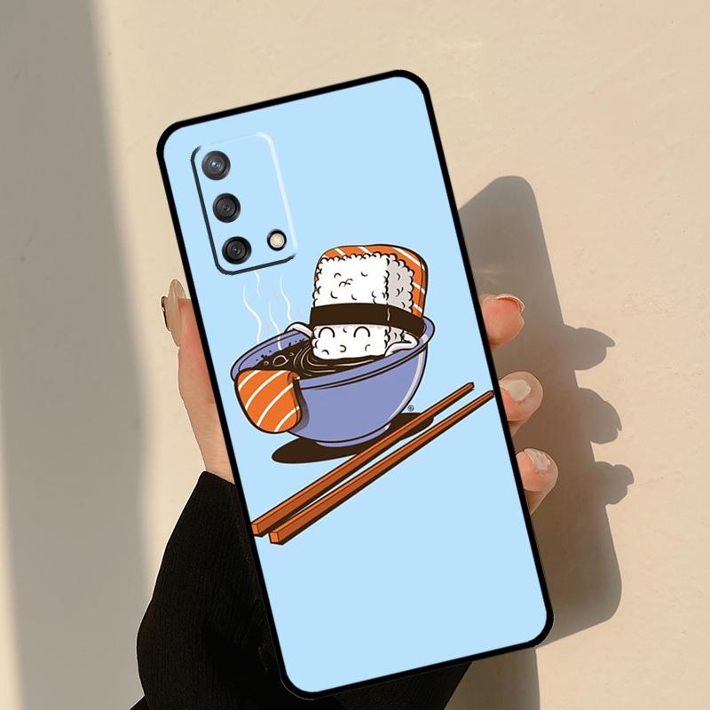 Японский кейс для еды суши для Oppo A80 A60 A40 A15 A16 A17 A57 A94 A74 A54 A76 A96 A18 A38 A58 A78 A98 A6 A5 Pro