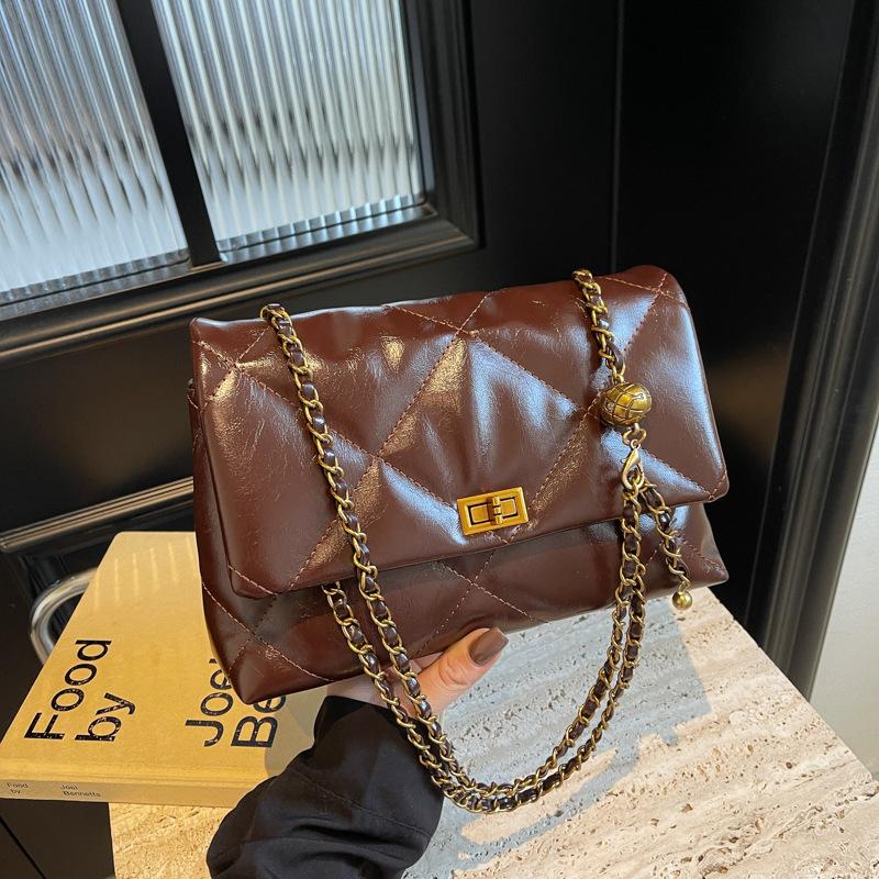 Сумка-цепочка ромбовидной формы женская осенне-зимняя ретро новая универсальная на плечо, кроссбоди, премиальная сумка для поездок на работу