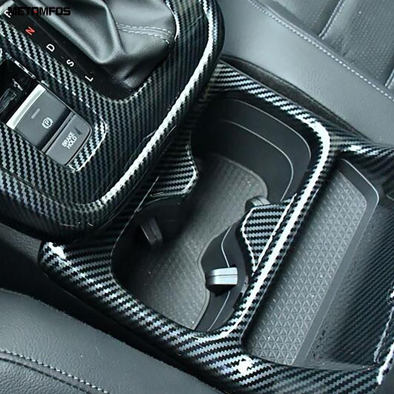 For Honda CR-V CRV 2024 2025 Carbon Fiber Center Console Water Cup Holder Decoration Frame Interior Accessories Car Styling
