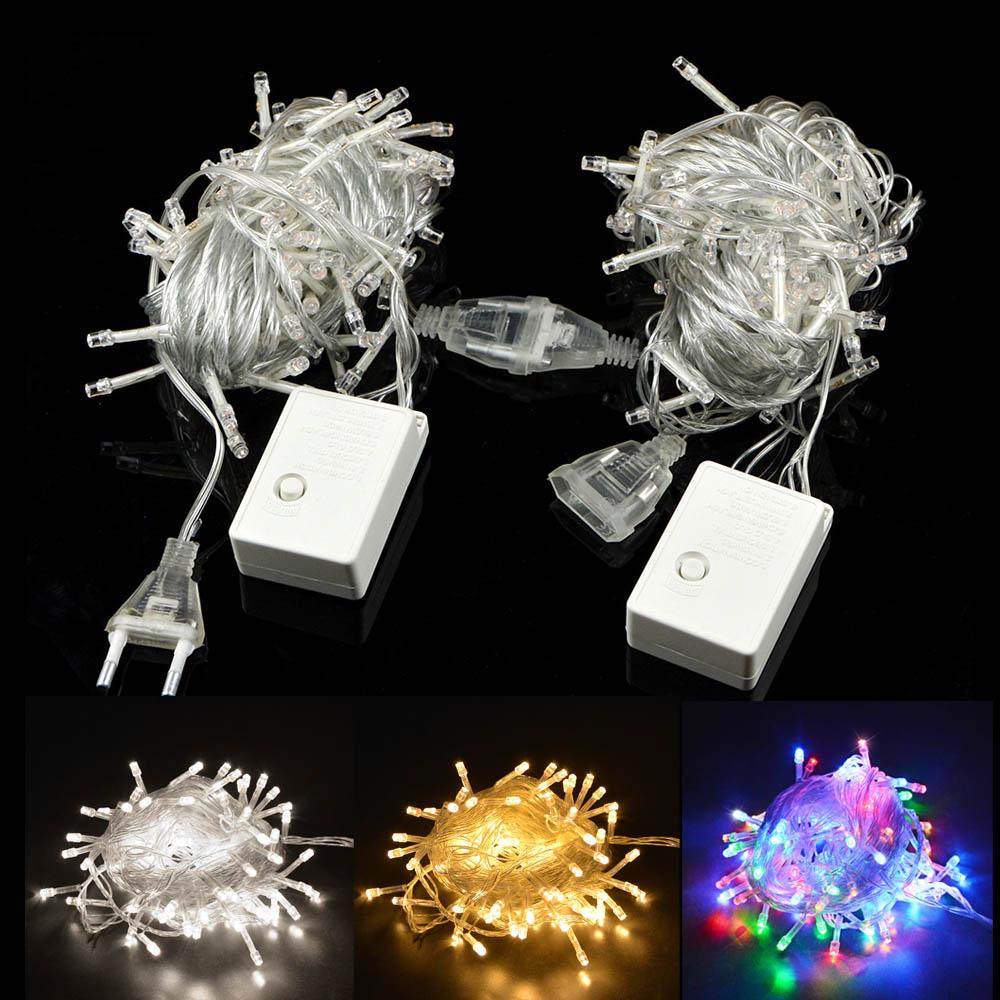 Рождественские огни 10 м, 20 м, 30 м, 40 м, светодиодные уличные гирлянды, 8 режимов для свадебной вечеринки, сада, заднего двора, праздничные огни, 220 В, вилка европейского стандарта