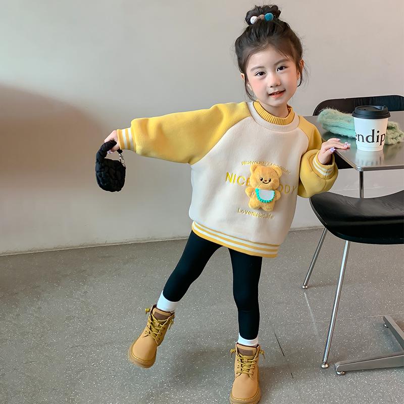 Стильная толстовка Plus Velvet для девочек - Коллекция уличной моды Осень/Зима 2024