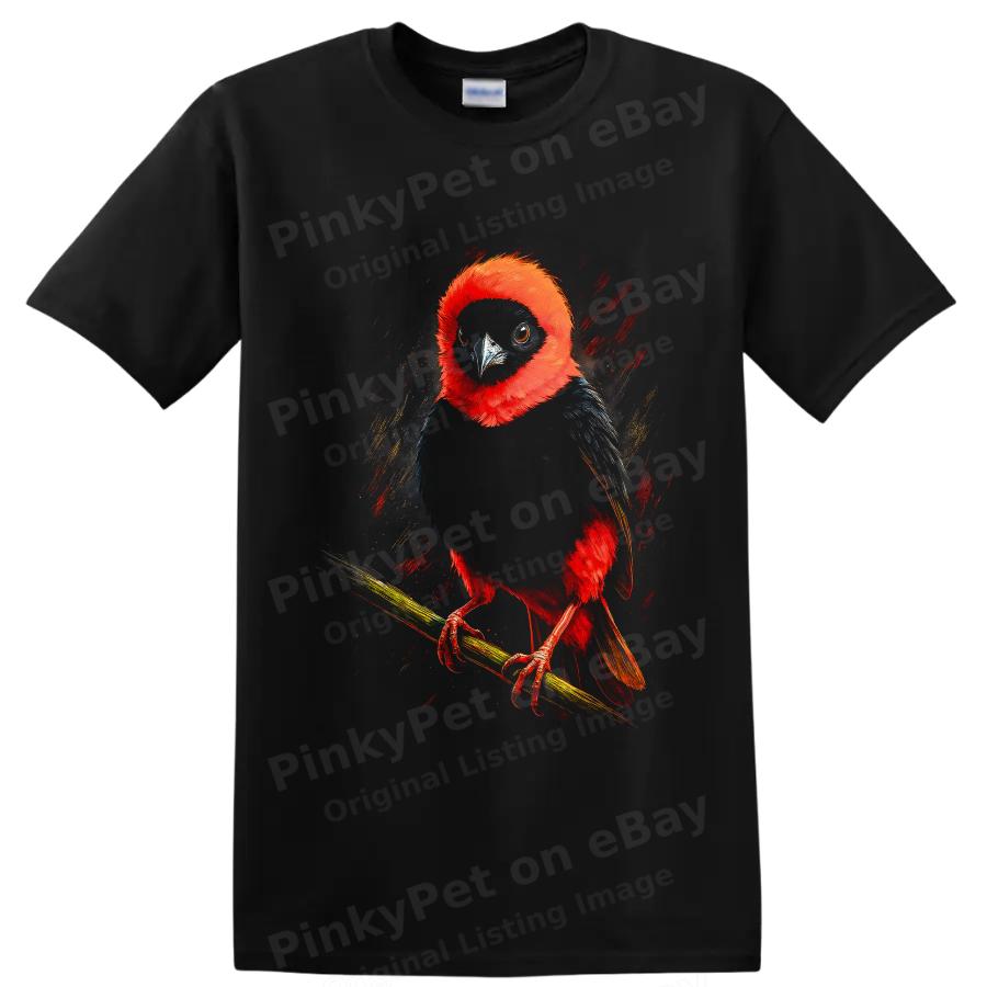 Red Headed Trogon Bird T Shirt Vibrant Tropical Wildlife Art Graphic Tee Print