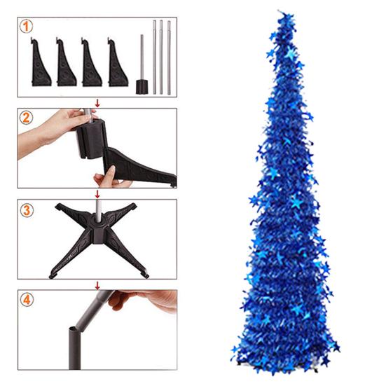 Yousheng 5FT Рождественская елка-карандаш с устойчивым основанием, блестящая снежинка, складная, реалистичная, праздничная, для дома и улицы, рождественская елка, украшение, праздничный подарок