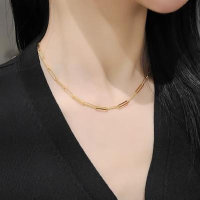 Женское layered necklace из серебра 925 пробы с квадратными звеньями