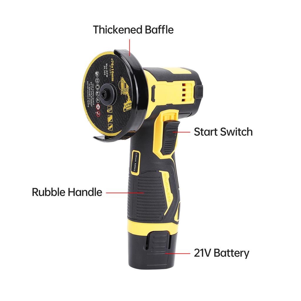 Ручная угловая шлифовальная машина 21 В Беспроводная машина для резки и полировки с перезаряжаемой батареей 19500 об/мин/мин МИНИ плиткорез
