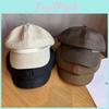 Letter Pu Material Curved Brim Octagonal Cap Cold Season Accessories Fashion