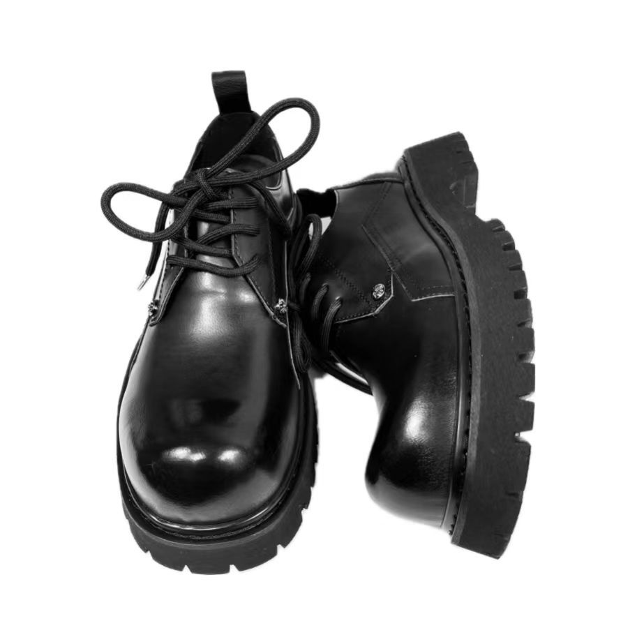 Мужские корейские кожаные туфли-оксфорды на платформе, толстые туфли-дерби, повседневные туфли-лоферы, мужские туфли с квадратным носком, формальные туфли