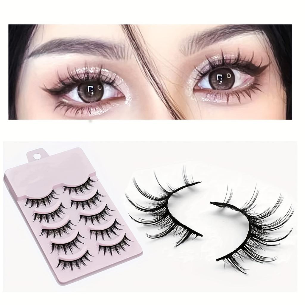 Пять пар натуральных трехмерных крестообразных накладных ресниц для ежедневного макияжа нюд Большие аксессуары для глаз тонкие длинные густые завитые накладные ресницы mother sense