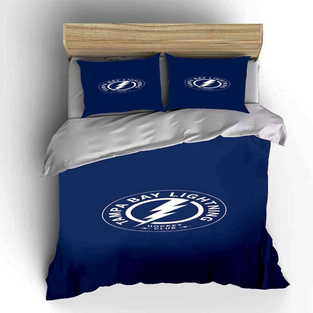 Tampa Bay Lightning Hockey Bedding Set Print Bedding Set Duvet Cover Pillowcases (1* Duvet Cover 2* Pillowcases Do Not Include Comforter)