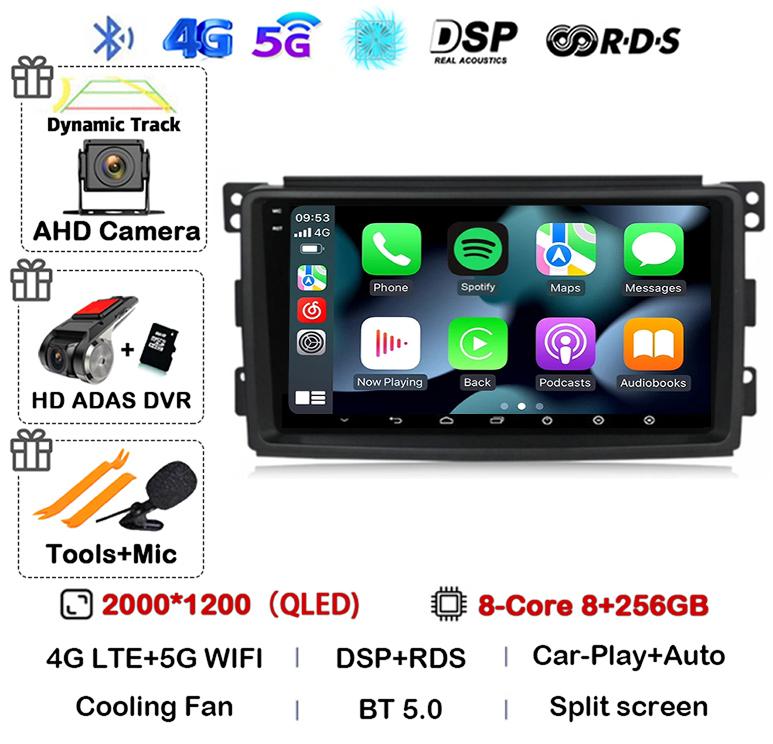 Android 14 Carplay Auto для Mercedes Benz Smart Fortwo W451 2006 2007 2008 2009 Автомобильное радио Wifi 4G GPS Мультимедийный плеер Стерео