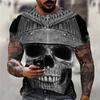 Мужская футболка Летняя мода Череп Тема 3D Мужская крутая уличная футболка с принтом Серия ужасов Жесткая мужская футболка с коротким рукавом большого размера