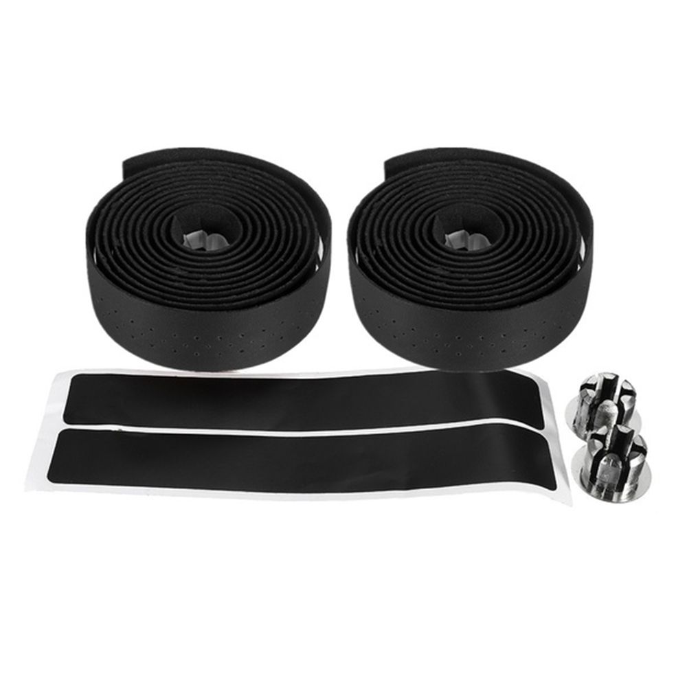 Anti-slip 1 Pair Road Bike Bar Plug Bike Protective Leather Wrap Handlebar Tape Bicycle Grips