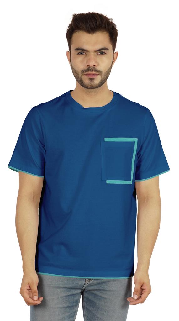 Inkmeso Мужские футболки с круглым вырезом, повседневные базовые рубашки с коротким рукавом и накладным карманом