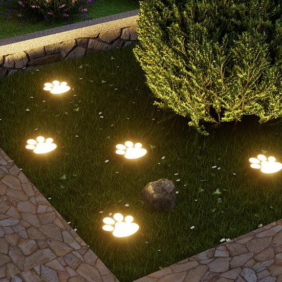 Solar Dog Paw Print Lawn Light, LED Garden Stake Light, Waterproof Outdoor Decorative Footpath Light for Yard Patio, Walkway Landscape Lighting