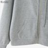 ZANZEA Women Hooded Casual Long Sleeve Zipper Sweatshirt Outwear