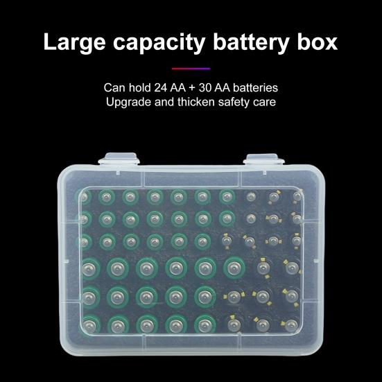 Коробка для хранения батареек 54 слота Органайзер для батареек с полупрозрачной крышкой Держатель для батареек со вкладышем из губки для батареек AA и AAA Дом Офис Ящик