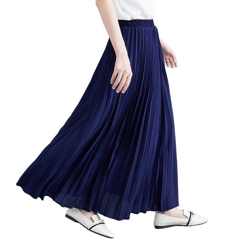 10 цветов, осенне-зимняя повседневная плиссированная юбка большого размера для женщин, юбка средней длины с высокой талией и юбкой на эластичной талии