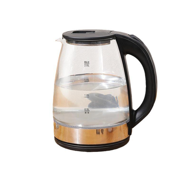 Электрический чайник с двумя напряжениями 110 В/220 В, нержавеющая сталь и стекло с синей светодиодной подсветкой