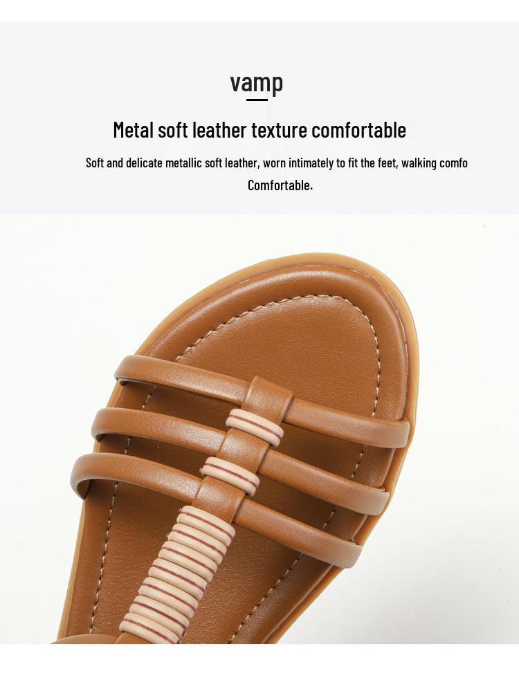 2025 Summer Bohemian Retro Flat Roman Sandals: Comfortable Hollow Design for Travel and Beach