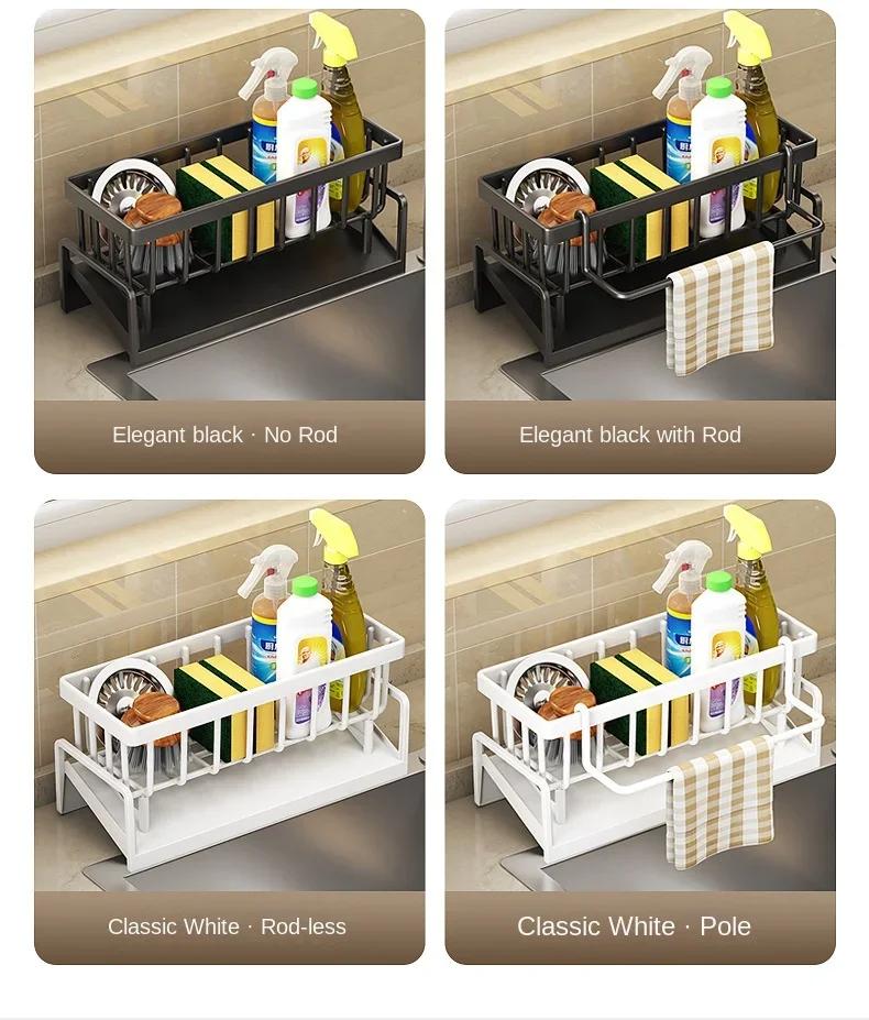 Сушилка для кухонной раковины, Пластиковая полка для хранения с автоматическим сливом, Полка для раковины, Подставка для губки и мыла, Полка для полотенец