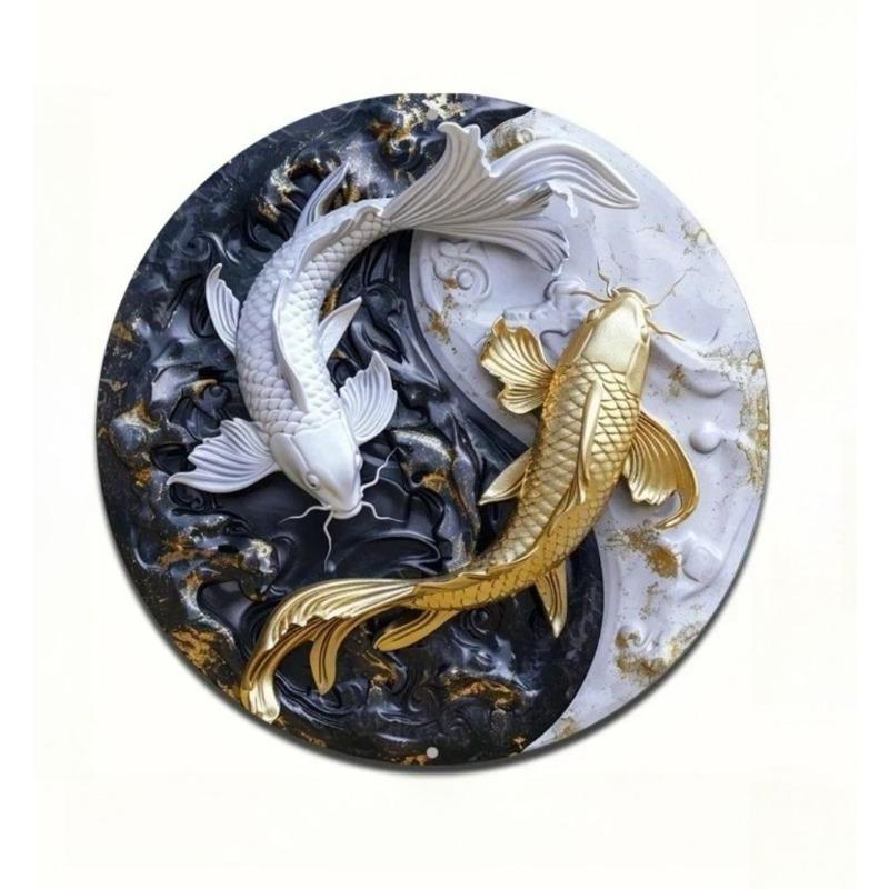 Witch Broom Halloween Sign, Round Aluminum Wall Plaque 20x20cm