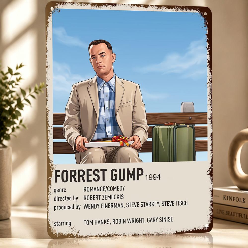 Forrest Gump Minimalist Art Poster Retro D Printed Metal Signs Customized Wall Hanging Gift for Decor Room Bedroom Stuff Home