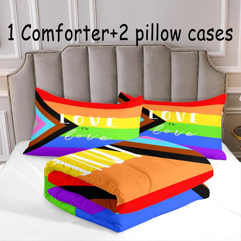 Комплект постельного белья Rainbow Love is Love с 3D-принтом, пододеяльник с наволочкой, размеры Твин, Квин, Кинг, Фулл, постельные принадлежности, декор для спальни