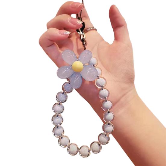 Женский ремешок на запястье для телефона ярких цветов, цветочные бусины, веревка для телефона на запястье, анти-потерянный чехол для мобильного телефона, ручной ремешок