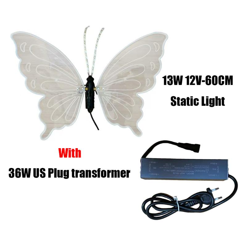 1Set 40/60CM LED Outdoor Simulation Dynamic Static Butterfly Lights Holiday Party Home Christmas Decorations With Transformer/