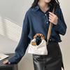 Trendy Casual Women's Handbag PU Wrinkled Bag Shoulder Bag Solid Color Female Hobos Messenger Bag For Outings Shopping CLE