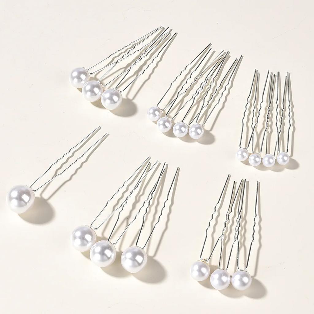 18pcs Pearl Bridal Hairpin Set U-Shaped Neo-Chinese Style Hair Stick Jewelry Accessories for Girls