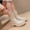 Fashion Women Ankle Boots Fashion Patent Leather Back Zippers Shoes Autumn Winter Thick Heel Ladies Knight Short Booties