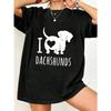 Черная футболка оверсайз с принтом собаки «Я люблю такс» для повседневной носки и любителей домашних животных