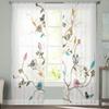 Прозрачные шторы с птицами на ветках для гостиной, тюлевые шторы для детской спальни, кухонные шторы для окон