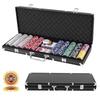 BestBuy Poker Set Chip Set 500 Pieces Пронумерованные покерные фишки Фишки казино с игральными картами и матово-черным футляром (500 штук)