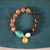 Elegant Chinese Beaded Agarwood & Crystal Bracelet with Retro Pendant for Women
