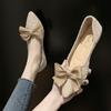 With Skirt Pointed Single Shoes Women's Spring and Summer New Versatile Internet Celebrity Flat Bow One Pedal Doudou Shoes