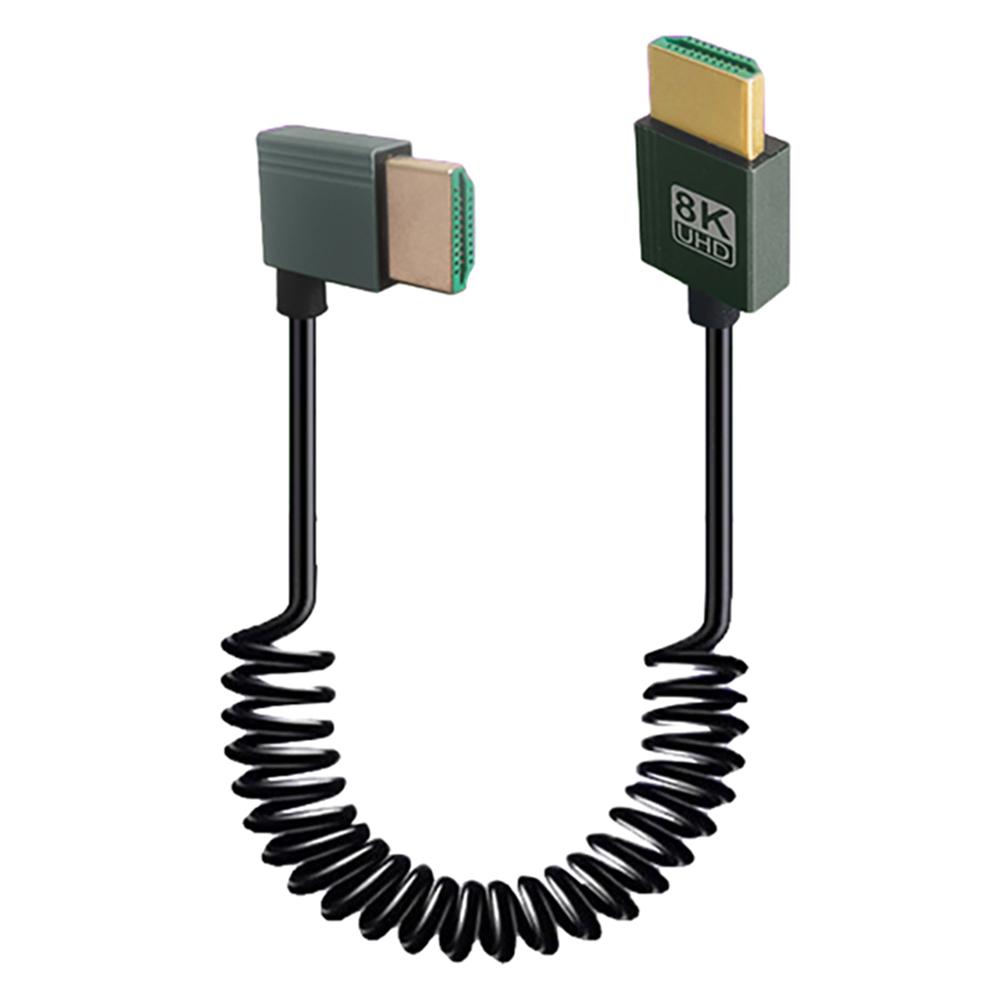 8K HDMI-Compatible To HDMI-Compatible Coiled Cable 48Gbps Extreme Thin HDMI-Compatible 2.1 Cable for Camera/PC/Monitor