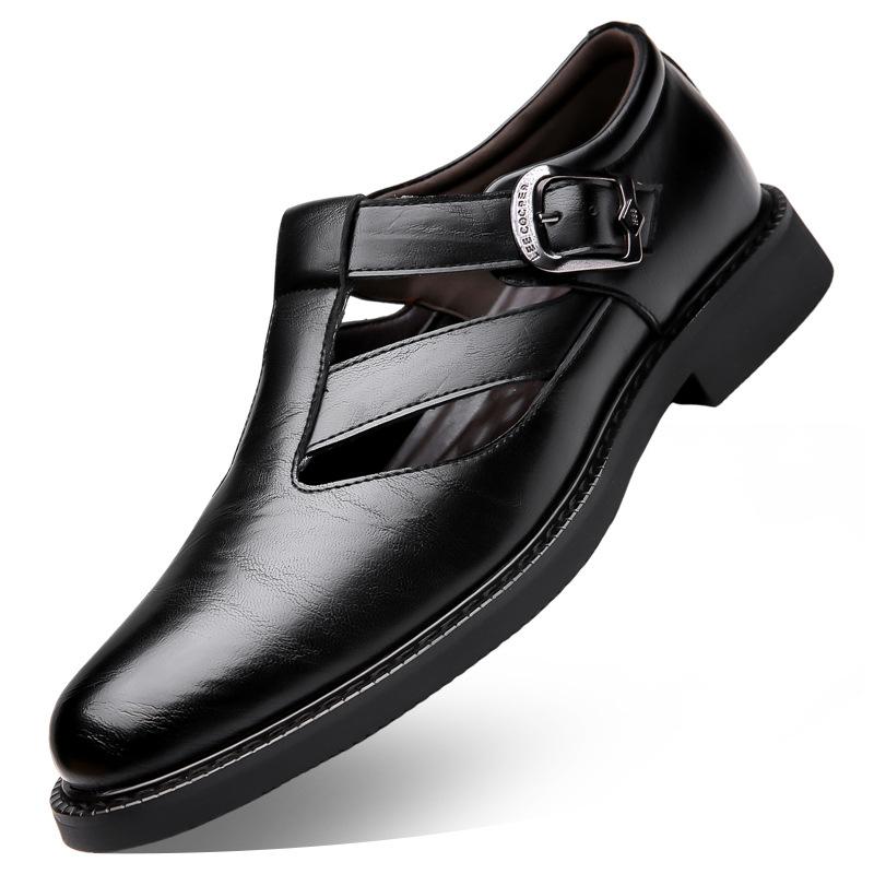 2025 New Roman Casual Sandals for Men Soft Leather Non-slip Outwear Leather Sandals Summer New Buckle Designer Shoes Male