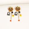 New Popular Exaggerated Creative Rhinestone Pumpkin Drop Earrings for Women Halloween Personality Vintage Earrings Party Jewelry