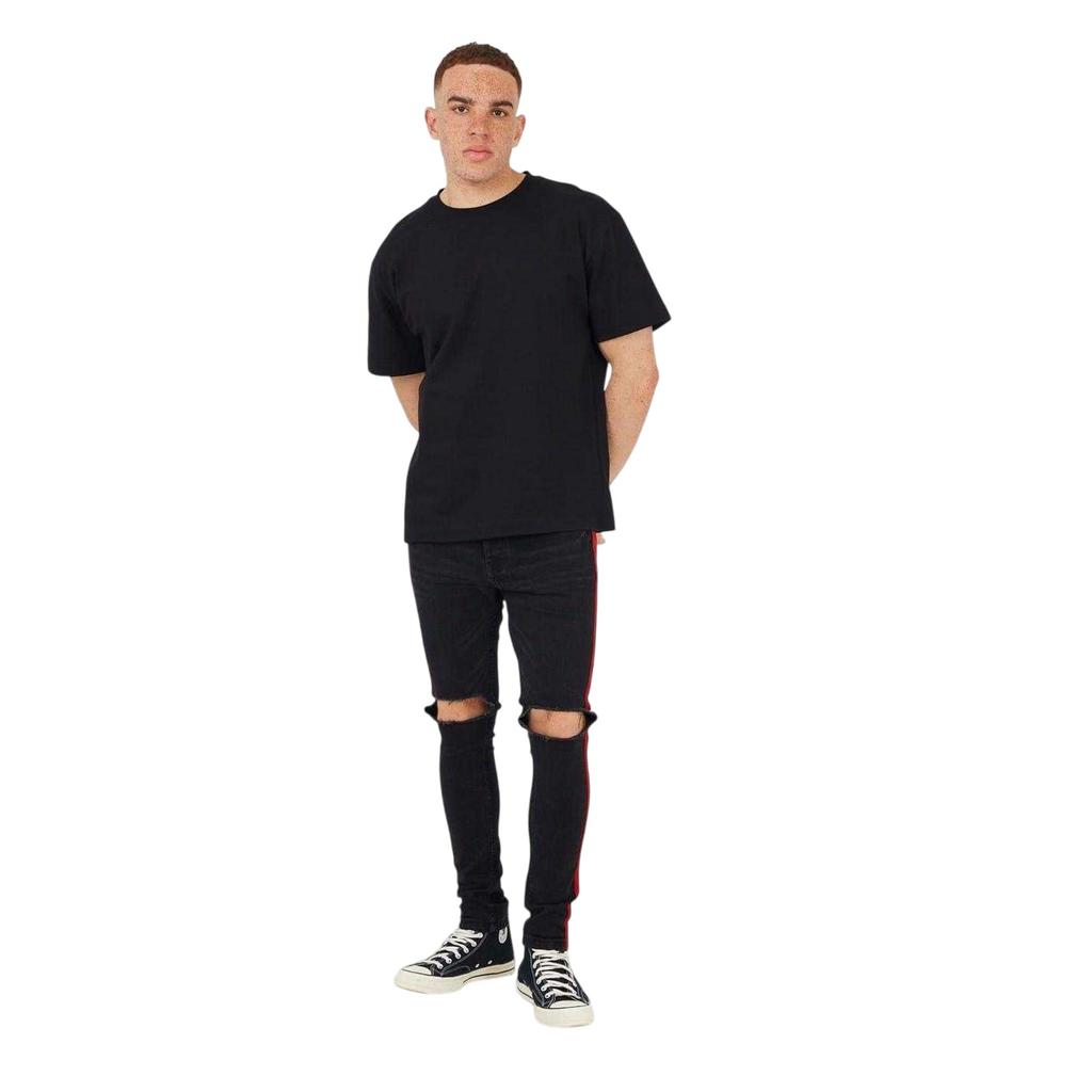 Brave Soul Mens Denim Contrast Striped Side Seams Jeans