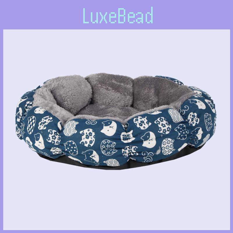 Круглая лежанка для собак и кошек с принтом из уток и звезд для домашнего использования