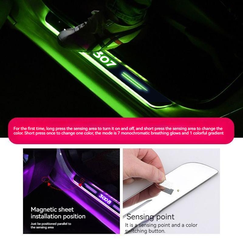 Car LED Wireless Threshold Light For Peugeot 106 107 108 206 207 208 301 307 308 408 508 2008 3008 4008 5008 RCZ GTline Rifter