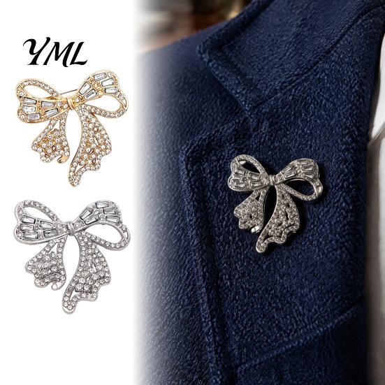 Golden Bowknot Brooch Sparkling Rhinestone Bow Brooch, Mini Shaped Lapel Alloy Pin Pin, Clothing Jewelry Accessory for Women Girls Bag Decoration