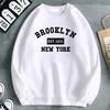 Simple Fashion Women'S Sweatshirt Brooklyn Est. 1631 New York Letter Print Hooded Warm Comfortable Pullovers Soft Clothes