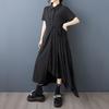 Short Sleeve Plus Size Black Vintage New In Dresses for Women Casual Loose Long Summer Shirt Dress