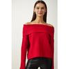 Женский красный трикотаж с воротником Мадонна Pf00049