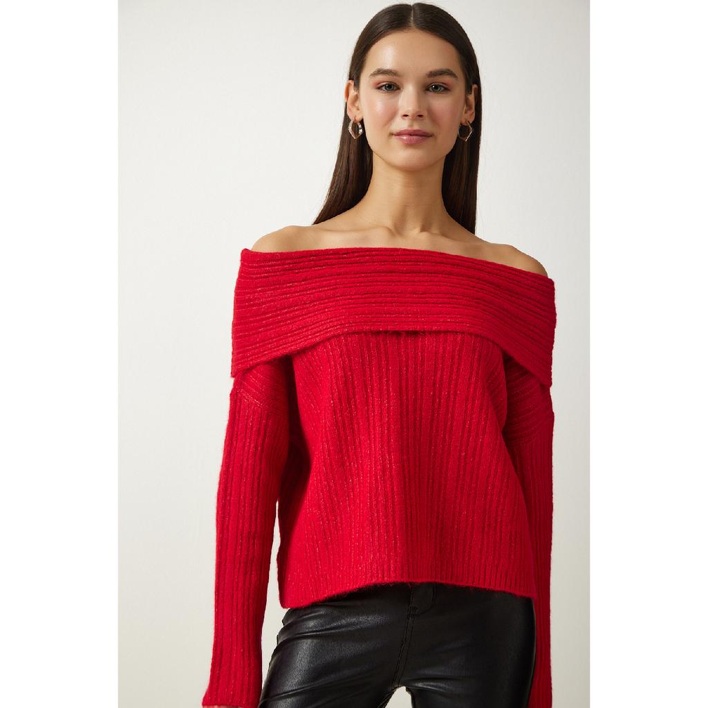 Женский красный трикотаж с воротником Мадонна Pf00049